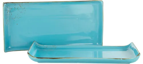 Creatable Servierplatte Hellblau, 2-teilig - Elegante rechteckige Keramik Servierplatte in Hellblau, ideal für stilvolles Servieren und Tischkultur, Maße: 16.5x33 cm.