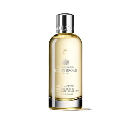 Molton Brown Flora Luminare Glowing Body Oil 200 ml - Körperöl mit luxuriösem Glanz, angereichert mit Arganöl und betörenden Duftnoten von Orangenblüten und Vanille für eine seidig-weiche Haut.
