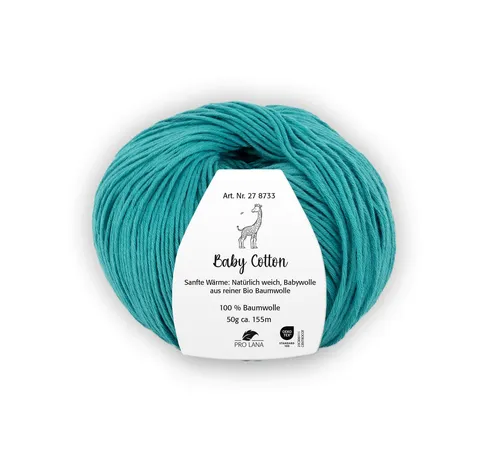 Pro Lana BABY COTTON 50 g Häkelwolle, 155 m (Weiche Bio-Baumwolle für zarte Babyhaut), 50 g