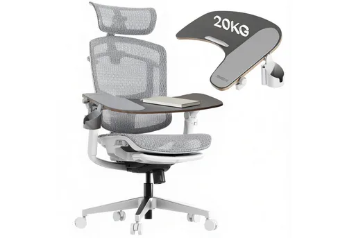 FLEXISPOT Drehstuhl ErgoX Pro Ergonomischer Bürostuhl mit 12-stufiger Höhenverstellung (mit 7D-Armlehnen, 5D-Lendenstütze, 4D-Kopfstütze, inkl. Laptoptisch), Netzsitz Schreibtischstuhl mit Fußstütze, 250 kg Belastbarkeit