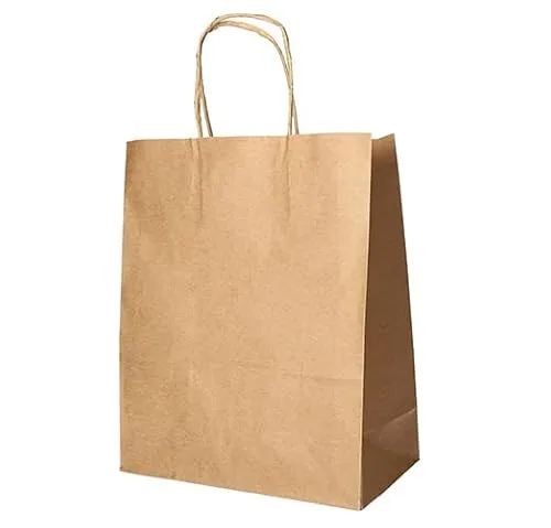 Papier Tragetaschen 44x32x17 cm braun - Stabile Tragetaschen aus Kraftpapier mit gedrehtem Tragegriff, ideal für Backwaren und Food-to-go, Tragkraft bis 9 kg.