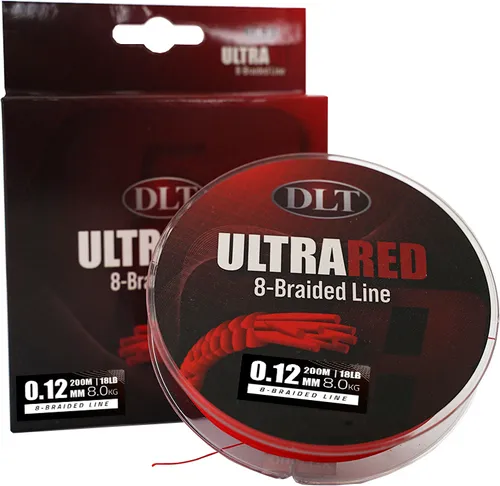 DLT UltraRed-8 Geflochtene Angelschnur 200m 0,16mm - 8 Strängen geflochten