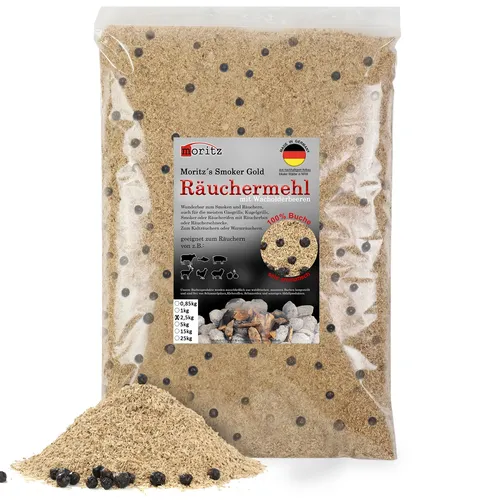 2,5kg Räuchermehl Buche mit Wacholder fein 0,5-1mm Räuchern Smoker Räucherspäne