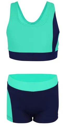 Aquarti Mädchen Sport Bikini - Racerback Bustier & Badehose - Sportlicher Badeanzug für Mädchen in Kontrastfarben, ideal für Freizeit und Wettkampf. Mit UV-Schutz (UPF 50+) und chlorbeständigem Material für besten Tragekomfort und Bewegungsfreiheit.