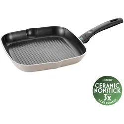 BALLARINI Ledro Grillpfanne 28 cm - Induktionsgeeignet mit Keramik-Antihaftbeschichtung - Pfanne aus 100% recyceltem Aluminium, mit langlebiger CERAFORCE BLACK Beschichtung für fettfreies Kochen und perfektes Braten.
