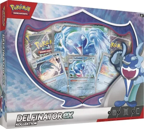 Pokémon-Sammelkartenspiel: Kollektion Delfinator-ex - 4 Boosterpacks, 3 holografische Promokarten und 1 überdimensionale Karte, ideal für Sammler und Spieler