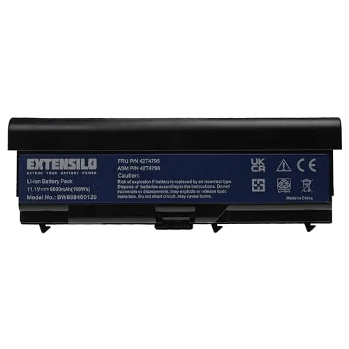 EXTENSILO Akku für Lenovo ThinkPad T420i, T420, T510, T510i, T520i, T520, W510 - Leistungsstarker 9000 mAh Akku für Lenovo Notebooks | Langlebig und wiederaufladbar | Ideal für längere Nutzung ohne Unterbrechungen