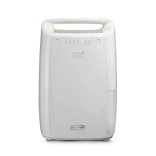 DE LONGHI DEX210SF Luftentfeuchter - Portable 10 Lt / 24h - Luftentfeuchter für effektive Feuchtigkeitskontrolle, ideal für Keller und Wohnräume, mit 2.1 Lt Wassertank für optimale Leistung.
