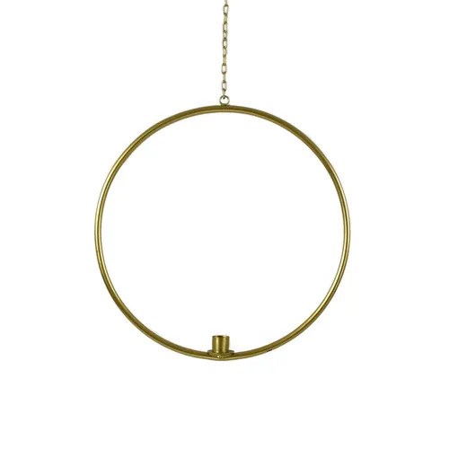 Metallring Hoop für Stabkerzen, gold, D.36 cm - Dekorativer Deko-Ring aus Metall in Gold, ideal für festliche Anlässe wie Ostern, mit Stabkerzentülle für stimmungsvolle Beleuchtung.