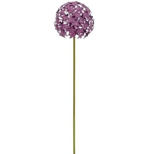 Paulslandhaus Dekokugel Allium Lila - Gartenstecker aus Metall - Wunderschöne Gartenverzierung mit einer Höhe von 116 cm und einem Durchmesser von 20 cm, ideal um Ihren Garten zu verschönern.