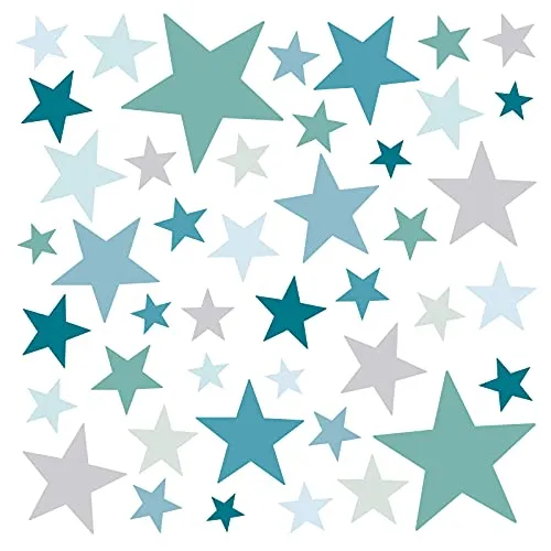 Little Deco Wandtattoo 60 Sterne mint grau DL391