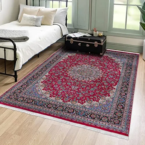 Mazovia Orientalisch Vintage Teppich - Waschbar und Weich für Wohnzimmer, Schlafzimmer, Esszimmer - Rot 80 x 150 cm - WASCHMASCHINENWASCHBAR - Der Mazovia Teppich aus der VICTORIA-Kollektion ist pflegeleicht und ideal für stark frequentierte Bereiche. Mit rutschfester Unterseite und klassischem Design bringt er Komfort in Ihr Zuhause.