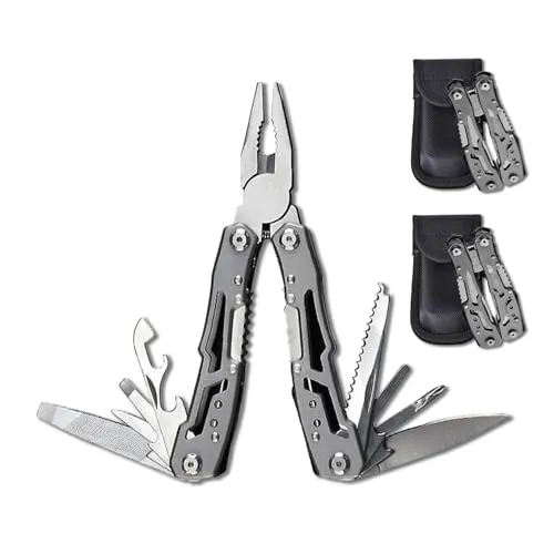 Multitool 14-in-1 mit Zange, Messer, Schraubendreher, Flaschenöffner und Nylonetui – Kompaktes und Robustes Multifunktionswerkzeug für Camping, Outdoor, Notfälle und Heimgebrauch (2)