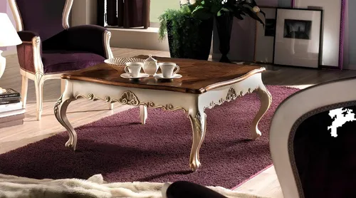 Beistelltisch Art déco – Eleganter Kaffeetisch für Ihr Wohnzimmer - Rechteckiger Couchtisch in Weiß, aus hochwertigem Holz gefertigt. Mit einer Höhe von 48 cm und einer Breite von 104 cm ideal für stilvolle Wohnräume. Kein Montageaufwand erforderlich.