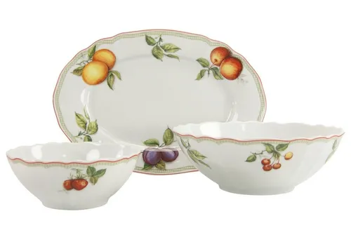 CreaTable 17036 Serie Flora Orchard - 3-teiliges Geschirrset aus Porzellan - Kombiservice mit edlem Design, spülmaschinen- und mikrowellengeeignet, ideal für stilvolle Anlässe und den täglichen Gebrauch.