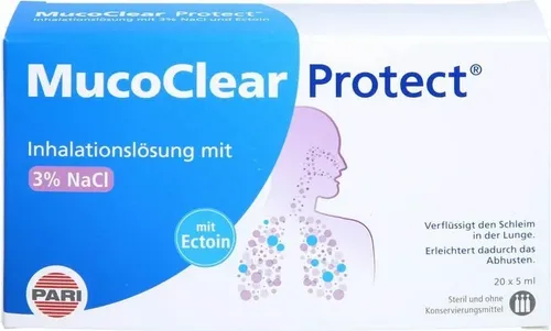 Mucoclear Protect - Sanfte Inhalationslösung mit 3%iger Natriumchloridlösung zur Unterstützung der Atemwege. Ideal für die Anwendung bei Atemwegserkrankungen.