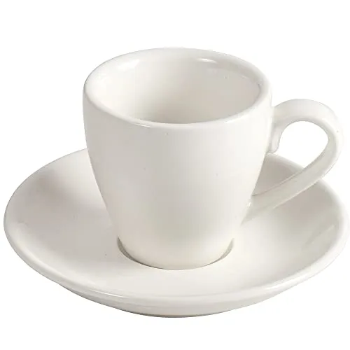 ionEgg Espressotasse aus Porzellan mit Untertasse, Espresso-Schnapsbecher, 80 ml, Weiß