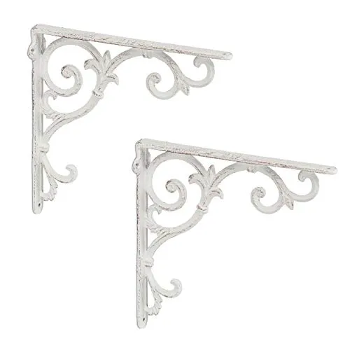 Relaxdays Regalwinkel antik, 2er Set, Regalträger Gusseisen, weiß