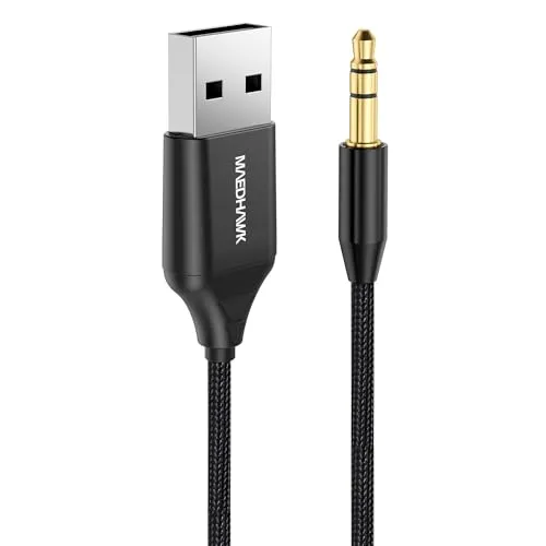MaedHawk Bluetooth 5.3 Empfänger Auto mit Mikrofon USB Drahtloser Bluetooth Aux Adapter BT Audio Car Kit 3.5mm Audio Wireless Musik kompatibel mit Auto Lautsprecher, Verstärker