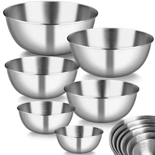 Chuner Rührschüssel 6er-Set Edelstahl Schüssel Set, 6 Größen von Schüsseln 0.7L