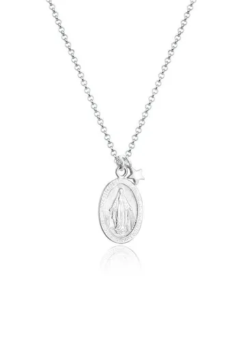 Elli Halskette Silber 925 mit Marienbild und Stern Anhänger für Damen - Elegante 45 cm lange Halskette aus 925er Sterling-Silber mit Karabinerverschluss. Der stilvolle Anhänger mit Marienbild und Stern ist perfekt als Geschenk für besondere Anlässe oder für den Alltag.
