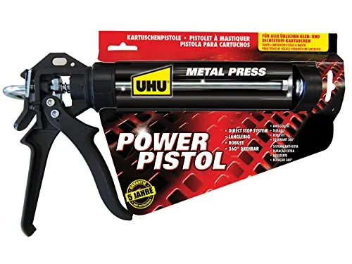 UHU Power Pistol Kartuschenpistole, Hochwertige und robuste Kartuschenpistole, 360° drehbar für einen präzisen und sauberen Klebstoffauftrag auch in Ecken und Spalten