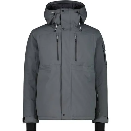 CMP MAN Jacket FIX Hood Grey - 48 - Freeski Jacken für Herren, ideal für kalte Wetterbedingungen mit verstellbarem Kapuzen-Design für optimalen Schutz und Komfort.
