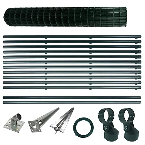 ESTEXO Gartenzaun Schweißgitterzaun Komplettset 1,5 x 25m - Vollständiges Zaunset mit verzinktem Schweißgitter und PVC-Beschichtung. Ideal für die sichere Umzäunung von Gärten und Beeten. Inklusive aller benötigten Teile für eine einfache Montage.