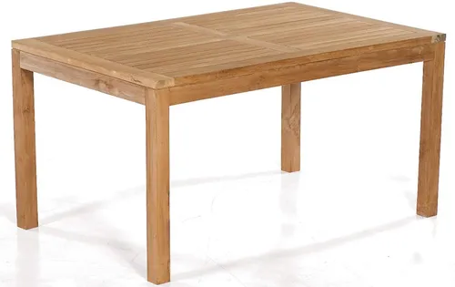 Gartentisch Wellington 140x90 cm aus Teakholz - Moderner Gartentisch aus wetterbeständigem Teakholz, ideal für Balkon oder Terrasse. Bietet Platz für gemütliche Stunden mit Freunden und Familie.