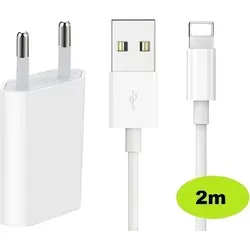 Netzteil USB-Ladegerät passt für Apple iPhone 14, 13, 12, 11, XR, XS, X, SE, 8 Lightning Ladekabel 2 Meter