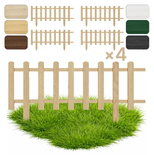 Floranica Zierzaun Vorgartenzaun, Beeteinfassung, Steckzaun - Robuster Gartenzaun aus hochwertigem Kiefernholz, ideal für vielseitige Gestaltungsmöglichkeiten und einfache Installation ohne Werkzeuge.