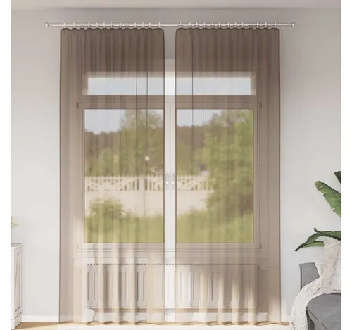 vidaXL Vorhang, Voile Vorhänge mit Stangentaschen 2 Stk. Hellbraun