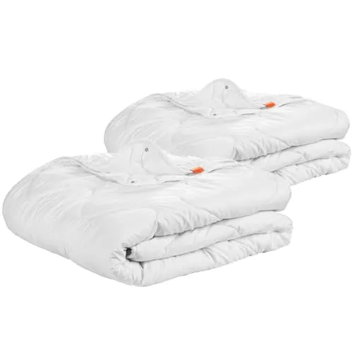 sleepling Basic 100 Bettdecke 135 x 200 cm, 2er Set - Bettdecken für alle Jahreszeiten, allergikerfreundlich und aus 100% Mikrofaser, mit Druckknöpfen zur Verbindung für optimale Wärme.