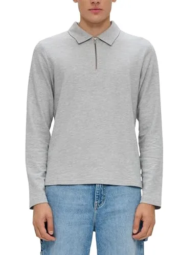 s.Oliver Herren Langarmshirt 2138521 mit Polo Kragen, grau, XXL - Elegantes Poloshirt mit Slim Fit und Reißverschluss, ideal für stilvolle Freizeitlooks. Perfekt für Herren, die Komfort und Stil schätzen.