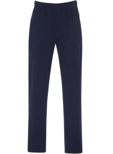TRIGEMA Fleece Freizeithose Herren, Gr. L, navy - Herren-Stoffhosen aus 100% Polyester mit langlebiger Fleece-Qualität, ideal für Freizeit und Wintersport. Elastischer Bund mit Kordelzug und praktische Reißverschluss-Taschen bieten Komfort und Funktionalität.