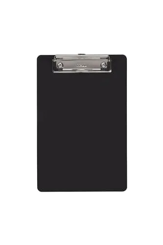 MAUL Klemmbrett A5 | Schreibbrett aus Kunststoff im DIN A5 Hochformat | Clipboard zum Aufhängen | Klemmer zur Aufbewahrung von Papier | für Büro, Küche und Werkstatt | Schwarz