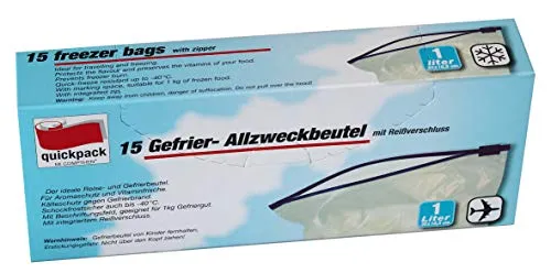 quickpack 70517 Gefrierbeutel, Durchsichtig, 20x18