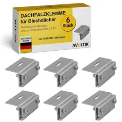 Avoltik Dachfalzklemme Edelstahl für Stehfalzdach - Zuverlässige Edelstahl Klemmen für die sichere Montage von Solarpanelen auf gefalteten Blechdächern. Wetterfest, langlebig und schnell zu installieren – ideal für Photovoltaikanlagen.
