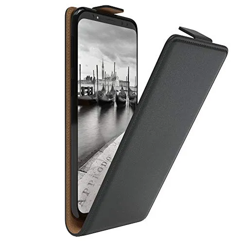 EAZY CASE Hülle kompatibel mit Samsung Galaxy S9 Hülle Flip Cover zum Aufklappen, Handyhülle aufklappbar, Schutzhülle, Flipcover, Flipcase, Flipstyle Case vertikal klappbar, aus Kunstleder, Schwarz