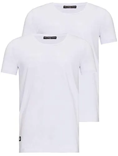 2er-Pack Basic T-Shirt Herren mit Rundhalsausschnitt Atmungsaktiv Baumwolle 1x Schwarz 1x Weiß L 2X Weiß M