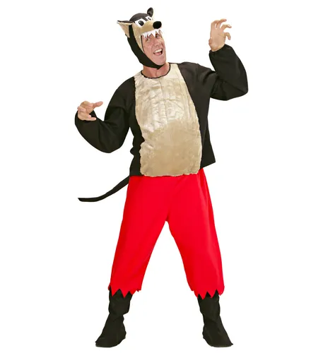 W WIDMANN MILANO Party Fashion - Kostüm Wolf - Herrenkostüm für Karneval und Mottopartys, inklusive gepolstertem Kasack, roter Hose und Maske. Ideal für kalte Tage, da mehrere Schichten darunter getragen werden können.