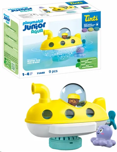 playmobil Spielset JUNIOR und Tinti 71440 - Buntes U-Boot für Kleinkinder - First-Smile & 1.2.3 Spielset mit schwimmendem U-Boot und 3 duftenden Badetabletten für ein sprudelndes Farbenspiel. Fördert Feinmotorik und macht das Baden zum Abenteuer!