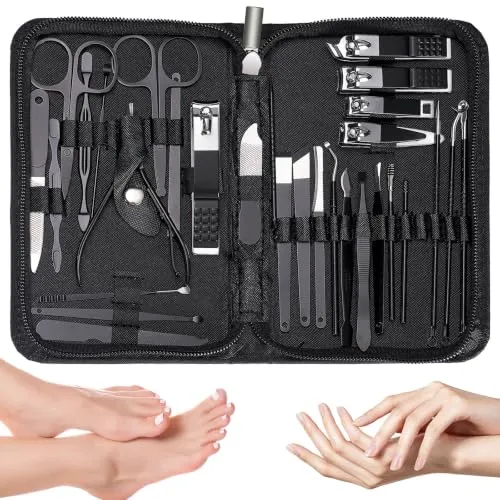 Nagelknipser Maniküre Set, 30-in-1 Pediküre Set | Maniküre Pediküre Set aus Edelstah mit Etui, Reise Nagelpflegeset für Hand-, Fuß- & Gesichtspflege