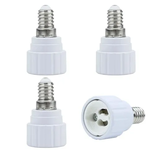INTIRILIFE E14 auf GU10 Lampensockel Adapter in WEISS - 4x Lampenadapter zum Umformatieren von GU10 Lampe auf E14 Fassung - 4er Set Konverter für Lampenfassung LED Lampen Glühlampen CFL-Lampen