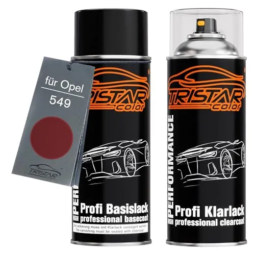 TRISTARcolor Autolack Spraydosen Set für Opel 549 Marseillerot Perl/Marseille/Satin Red Perl Basislack Klarlack Sprühdose 400ml