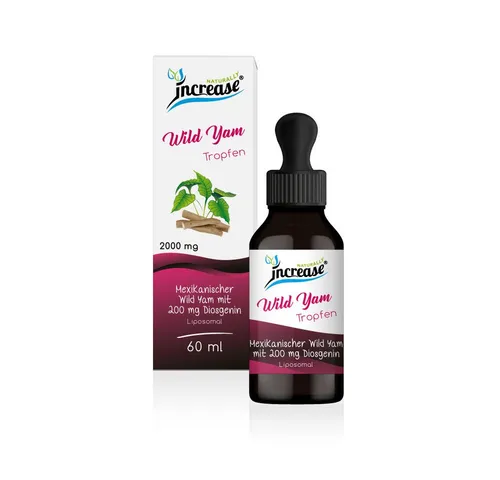 increase NATURALLY Liposomales Wild Yam - 2000mg pro Tag - Nahrungsergänzungsmittel mit 2000mg Wild Yam pro Tag in praktischen Tropfen, unterstützt das Wohlbefinden auf natürliche Weise.