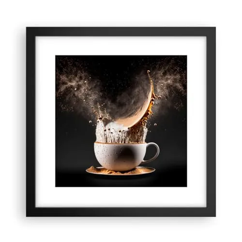 Wandposter Art Prints 30x30cm Poster Schwarzrahmen Kaffee Milch Tasse Küche Wanddeko Bild Wand Kunstdruck Deko Wandbilder Dekoration Wohnzimmer Schlafzimmer Modern Wall Art Decor P2BAC30x30-5718