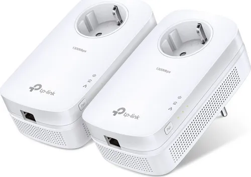 TP-Link Powerline Adapter Set TL-PA8010P KIT - 1300 Mbit/s, 2 Gigabit Ports, integrierte Steckdose, energiesparend mit bis zu 85% weniger Stromverbrauch