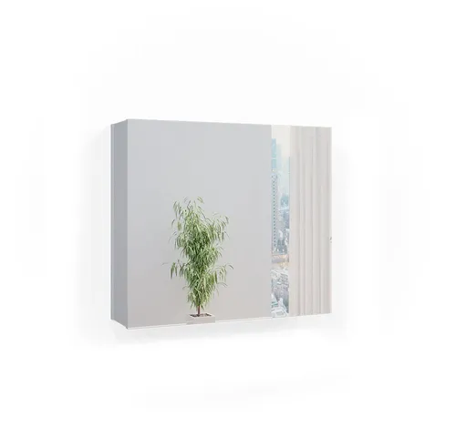 Vicco Badezimmerspiegelschrank Kate, Weiß/Eiche, 67 x 60 cm - Spiegelschränke mit integriertem Apothekerschrank und eleganter Kiefer-Optik, ideal für Ihr modernes Badezimmer.