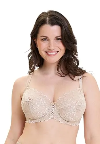 Sans Complexe Damen Arum_70564 BH – Semi-Sheer in Beige, 85F - Funktionsunterwäsche mit floralem Spitzen-Design und verstellbaren Trägern für perfekten Halt und femininen Stil. Ideal für den Alltag und betont das Dekolleté.